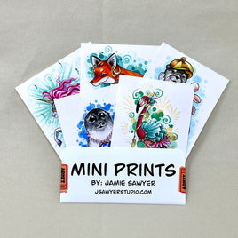 Dressed Critters set of 9 mini prints