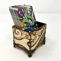 Desktop Tarot box- Wood-burnt landscape