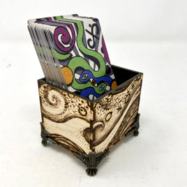 Desktop Tarot box- Wood-burnt landscape