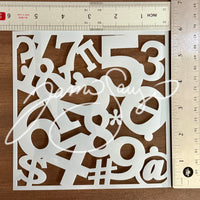 Numbers and glyphs stencil