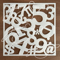 Numbers and glyphs stencil