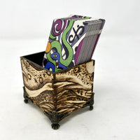 Desktop Tarot box- Wood-burnt landscape