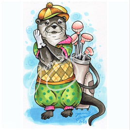 Golfing Otter Art Print