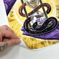 Autocollant en vinyle représentant le tirage de tarot Time Changes