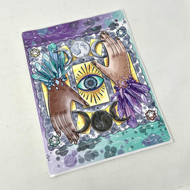 Crystal Hands Tarot Casting Vinyl Sticker